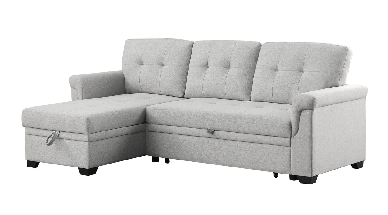 Destiny – Linen Reversible Sleeper Sectional Sofa With Storage Chaise