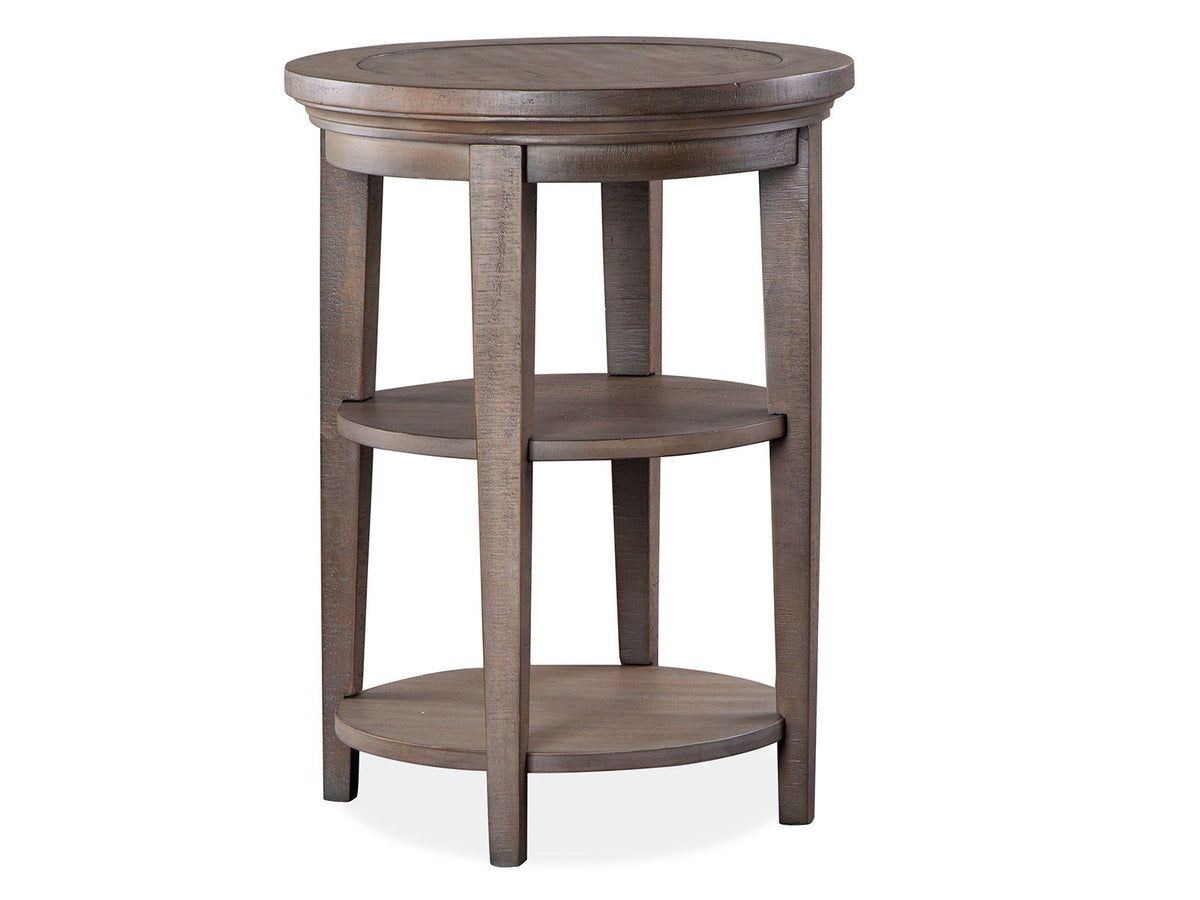 Paxton Place – Round Accent End Table – Dovetail Grey