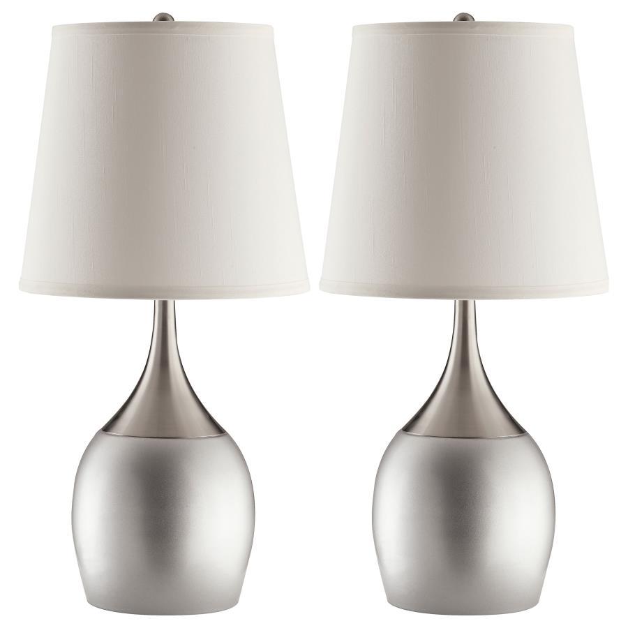 Tenya – Empire Shade Urn Table Lamp (Set of 2) – Silver