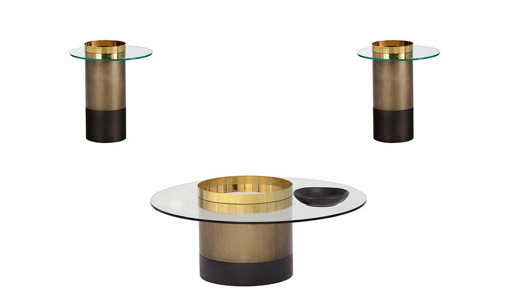 SUNPAN Haru 3-Pieces Coffee Table Set in Clear/Gold  CODE:UNIV20 for 20% Off