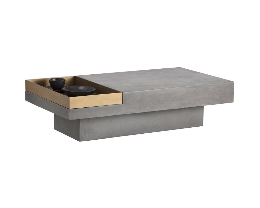 SUNPAN Quill Rectangular Coffee Table in Gray/Antique Brass 103313  CODE:UNIV20 for 20% Off