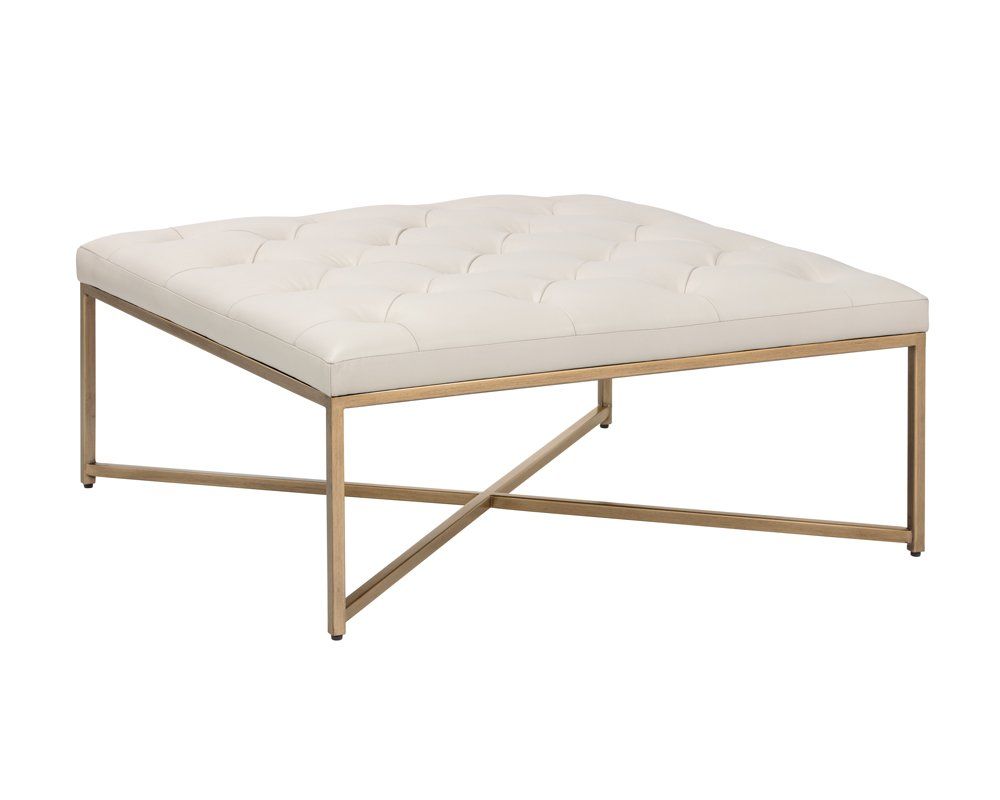 SUNPAN Endall Ottoman in Vintage Vanilla/Antique Brass 104089  CODE:UNIV20 for 20% Off