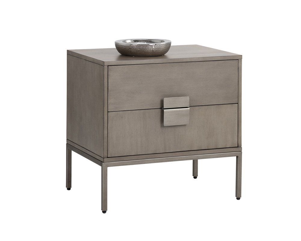 SUNPAN Jade Nightstand in Ash Grey/Antique Silver 104100  CODE:UNIV20 for 20% Off