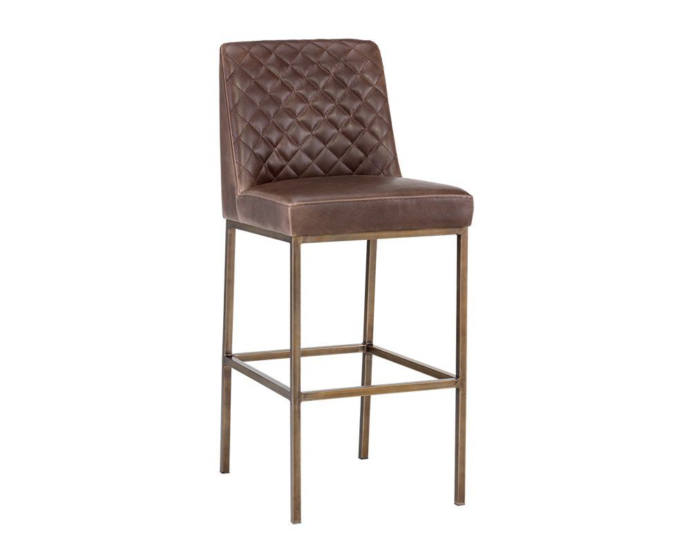 SUNPAN Leighland Barstool in Havana Dark Brown/Antique Brass 104903 (Set of 2)  CODE:UNIV20 for 20% Off