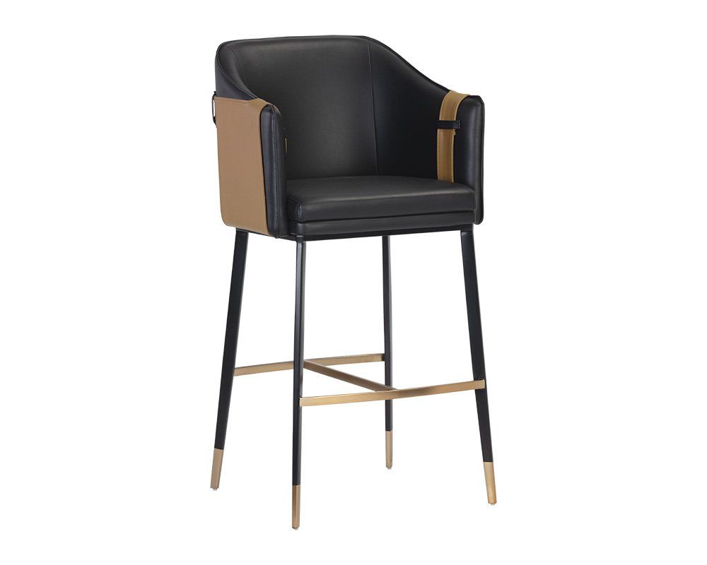 SUNPAN Ikon Carter Barstool in Napa Black/Napa Cognac/Black 106432 (Set of 2)  CODE:UNIV20 for 20% Off