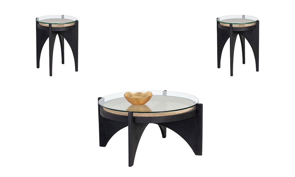 SUNPAN Muze Adora 3-Pieces Coffee Table Set in Clear/Black  CODE:UNIV20 for 20% Off