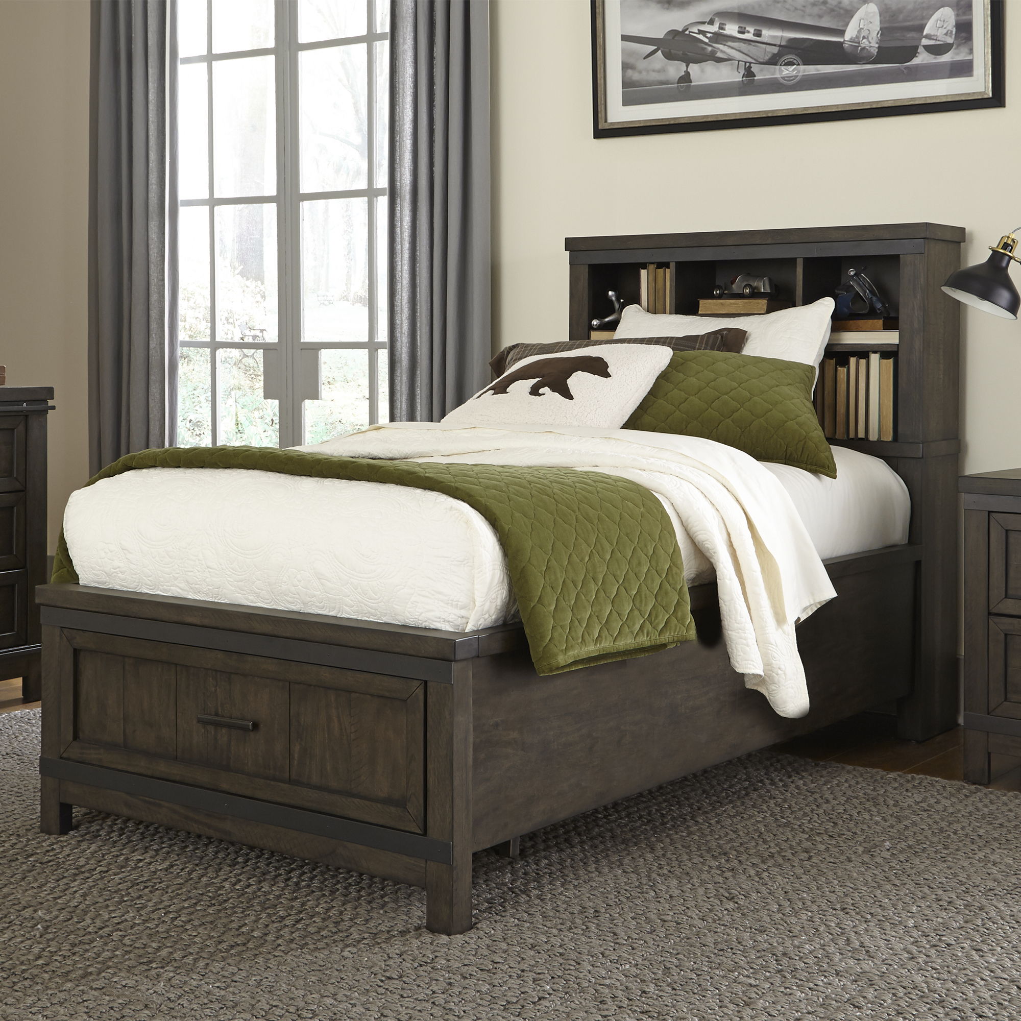 Liberty Furniture Thornwood Hills – Full Bookcase Bed – Dark Gray