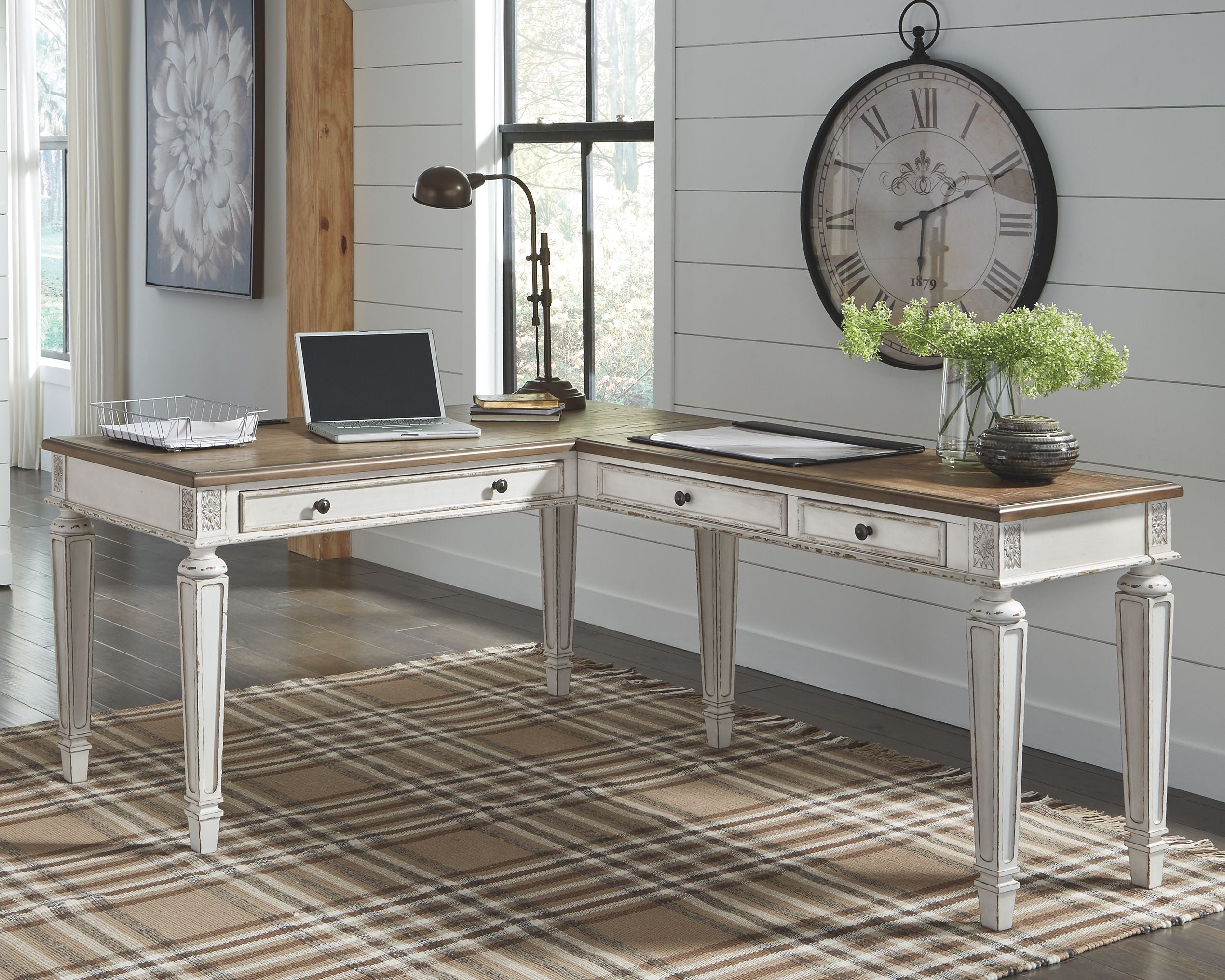 Ashley Realyn Home Office Desk Return – White/Brown