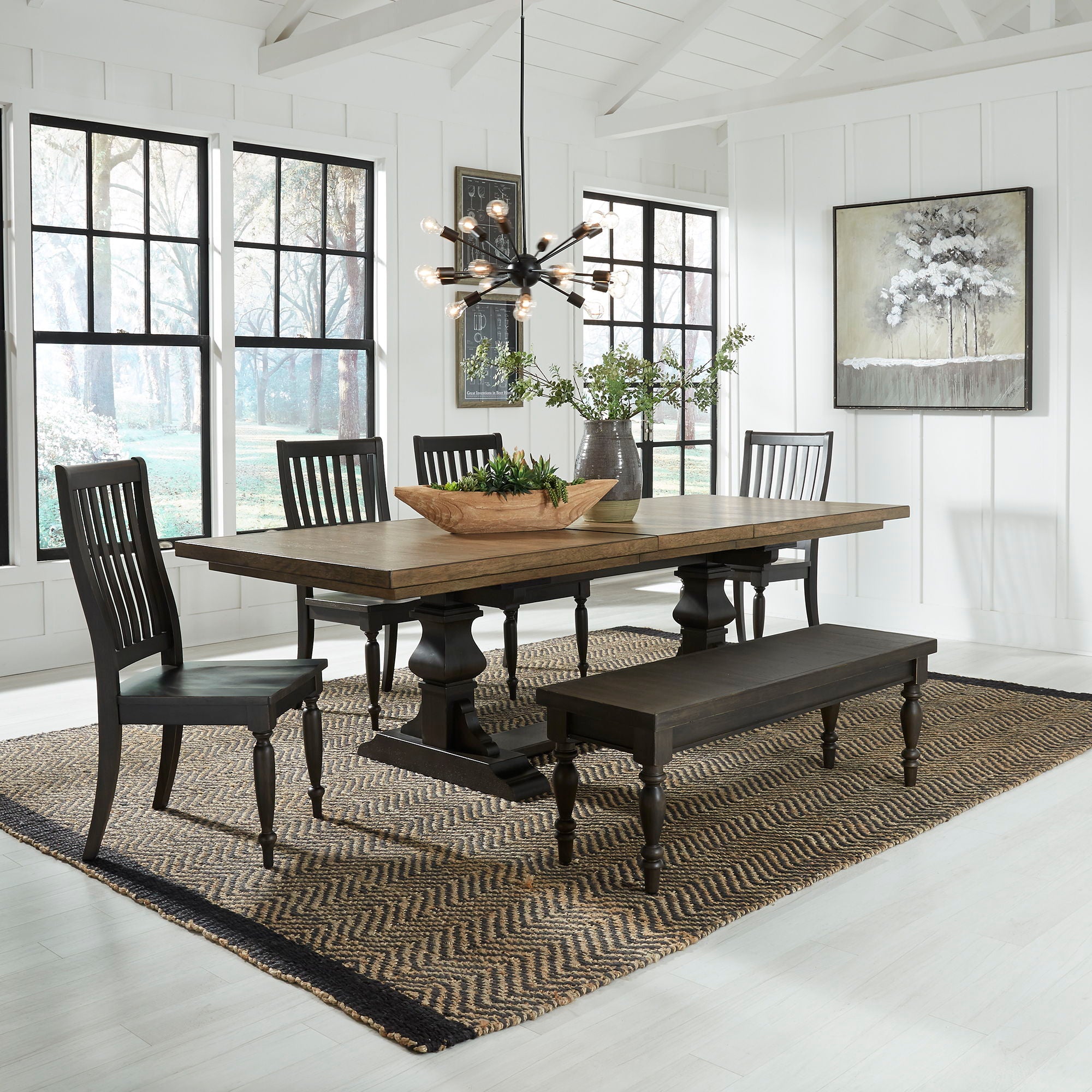 Liberty Furniture Harvest Home – 6 Piece Trestle Table Set – Black