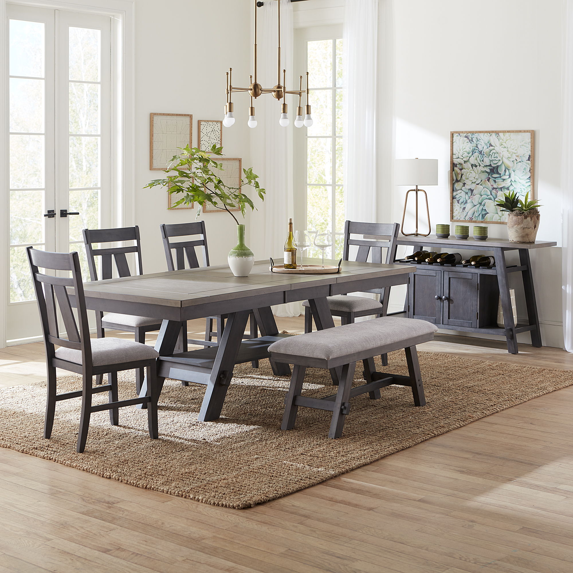 Liberty Furniture Lawson – 6 Piece Rectangular Table Set – Dark Gray