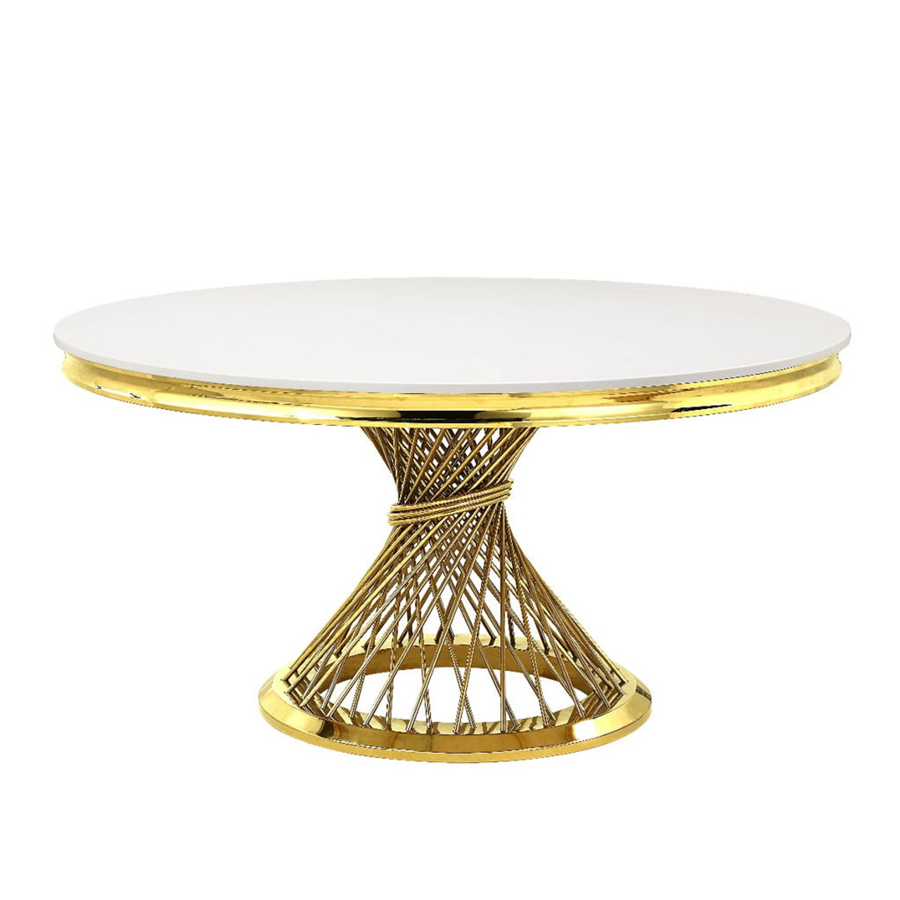 Fallon – Dining Table – Faux Marble Top & Mirrored Gold Finish