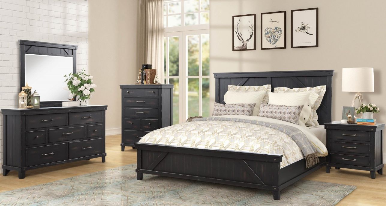 Bernards Spruce Creek 4pc Panel Bedroom Set in Black