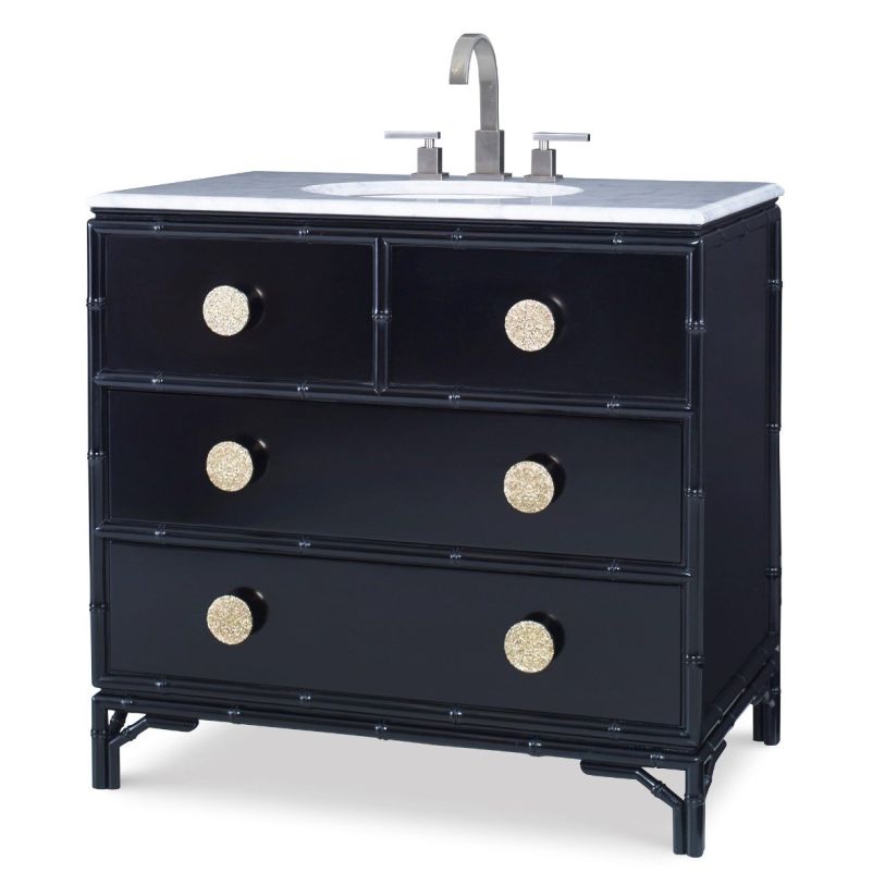 Ambella Home Bamboo Sink Chest in Glossy Black 17588-110-401