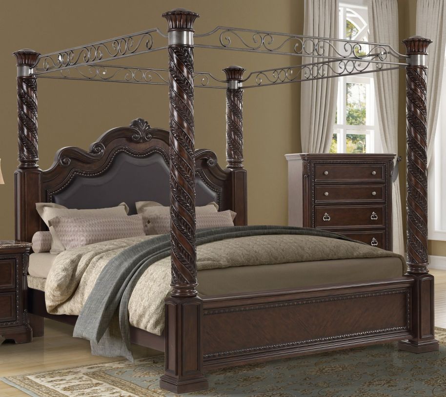 Bernards Coventry Canopy Queen Panel Bed in Brown