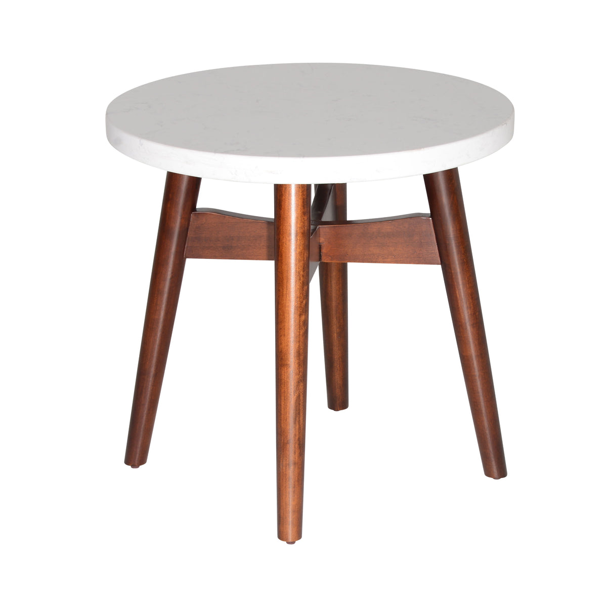 Serena – Silverstone Round End Table – White