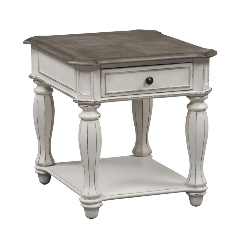 Liberty Magnolia Manor End Table in Antique White 244-OT1020  EST SHIP TIME APPX 4 WEEKS