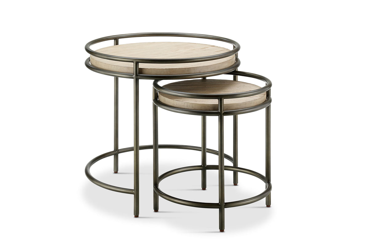 Cena – Nesting End Table – Natural And Vintage Nickel