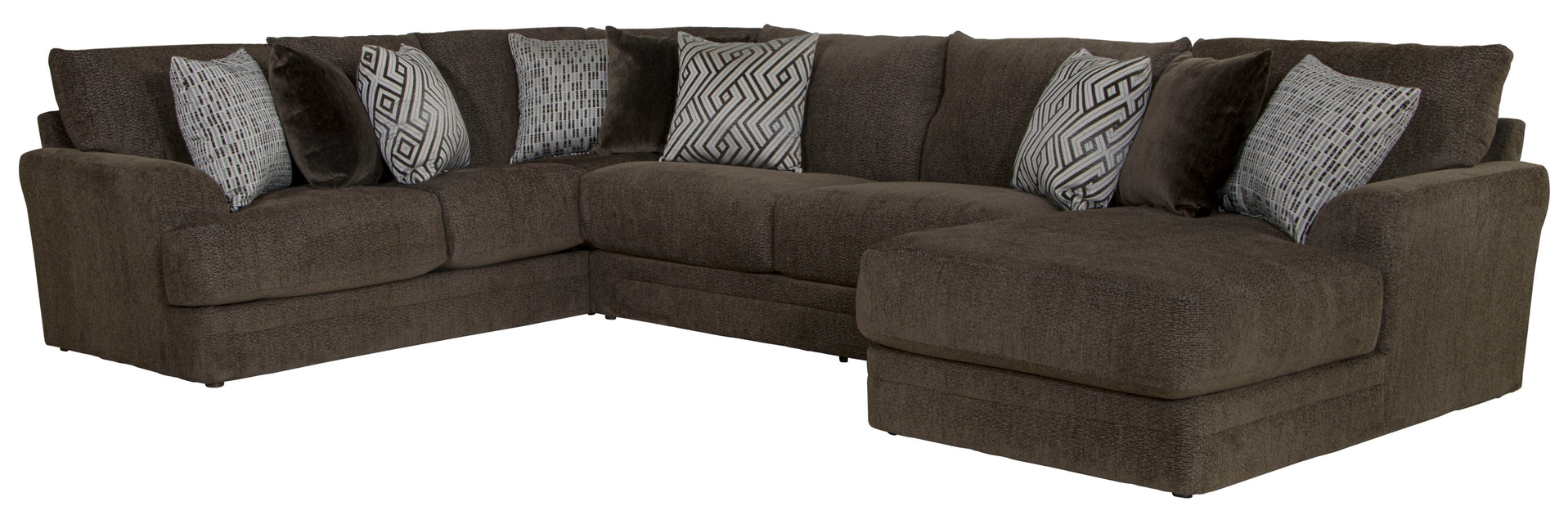 Galaxy – 3 Piece Sectional, Comfort Coil Seating And 9 Included Accent Pillows