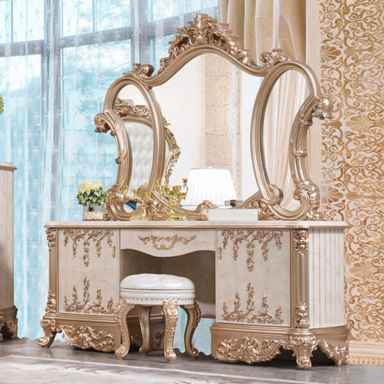 HD-9102 – Dresser – Champagne With Ivory Marbling