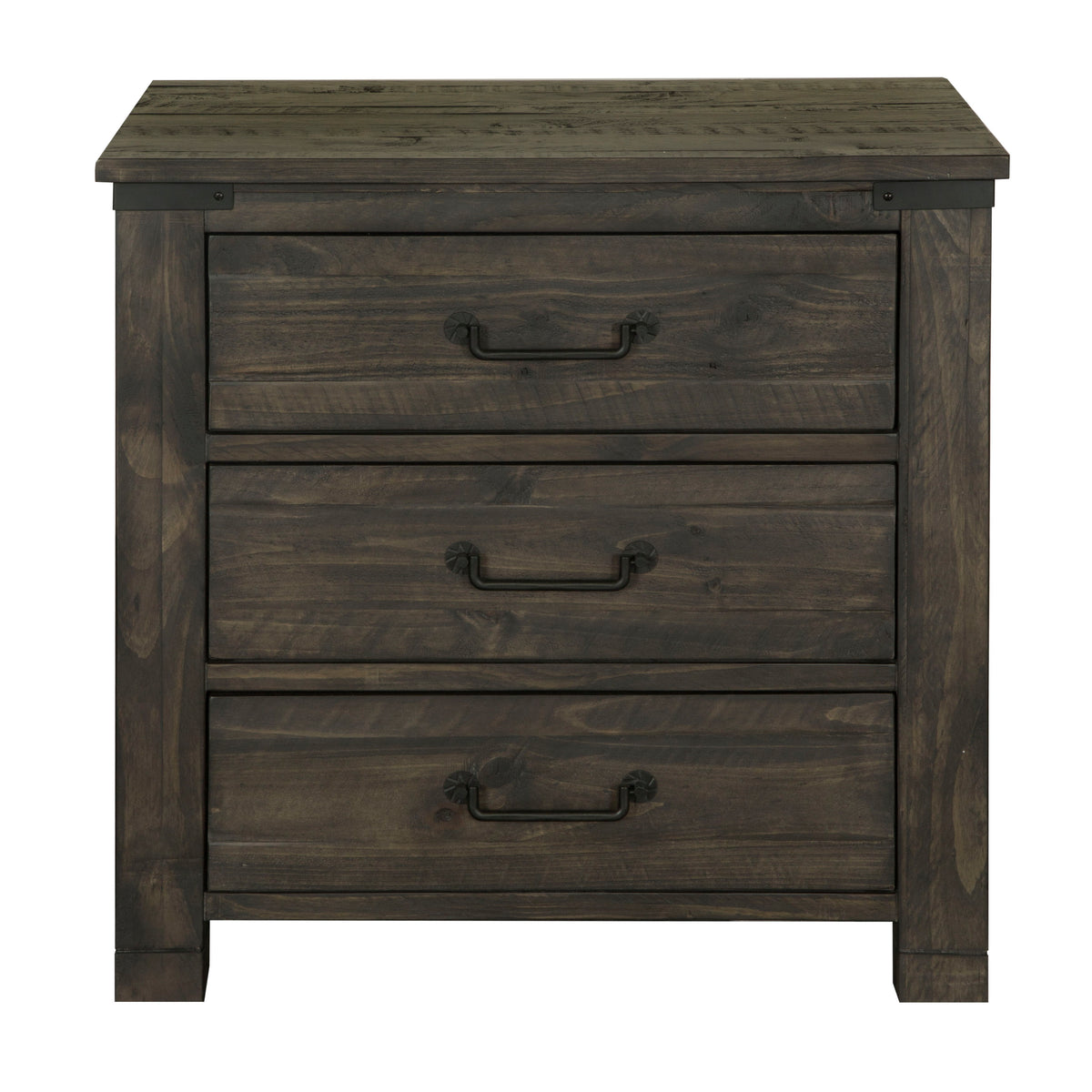 Abington – 3 Drawer Nightstand – Weathered Charcoal