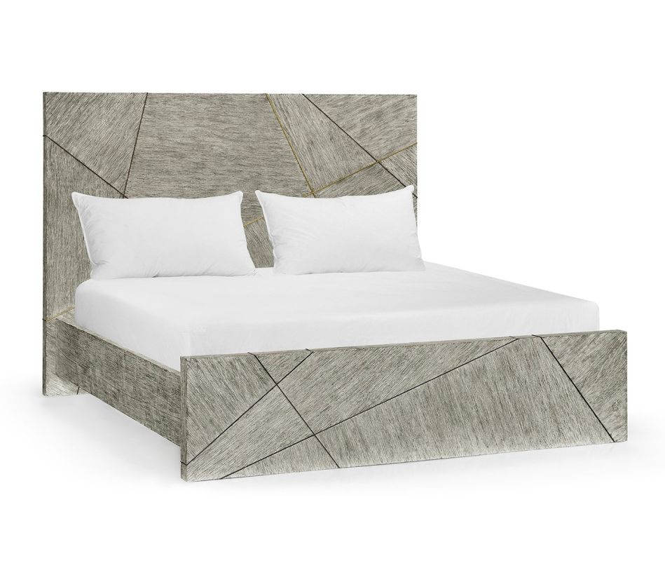 Jonathan Charles Geometric US King Bed in Dark French Oak 500277-USK-DFO CLOSEOUT PROMO