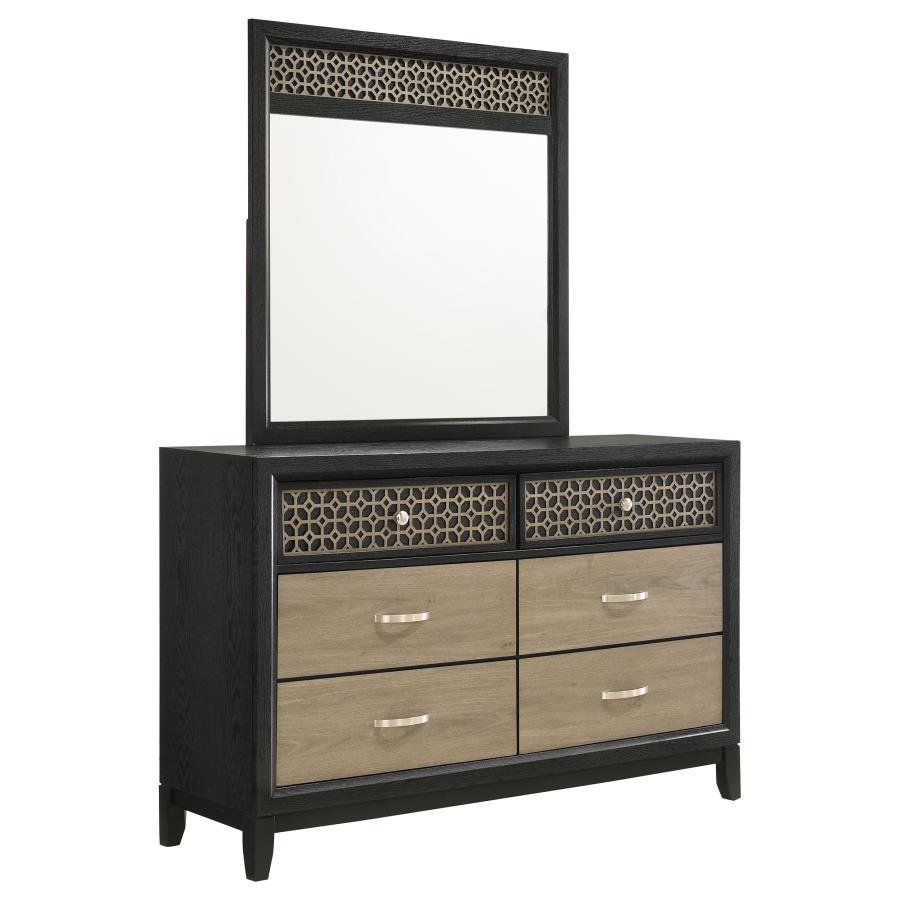 Valencia – 6-Drawer Dresser With Mirror – Black