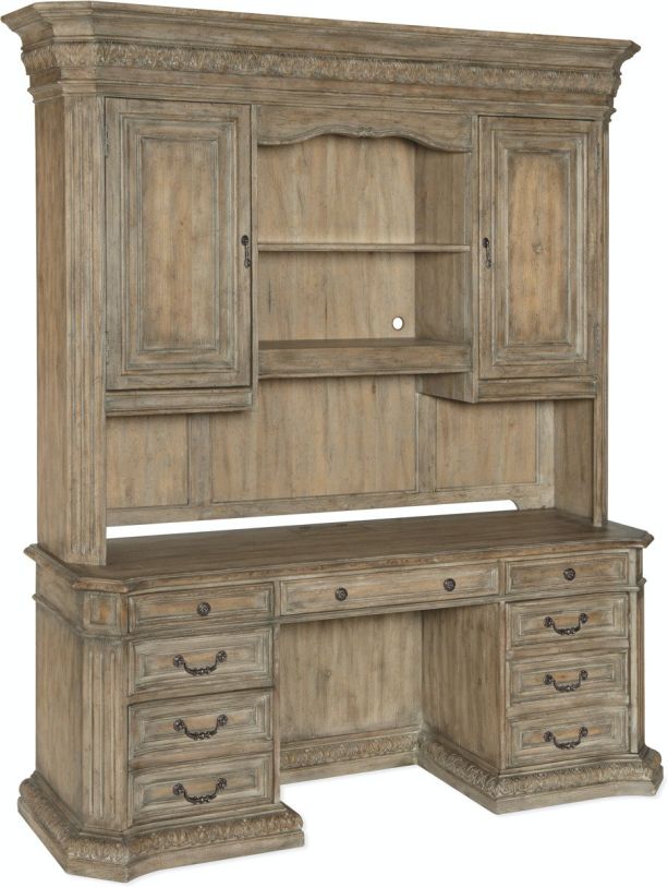 Hooker Furniture Castella Computer Credenza with Hutch in Medium Wood