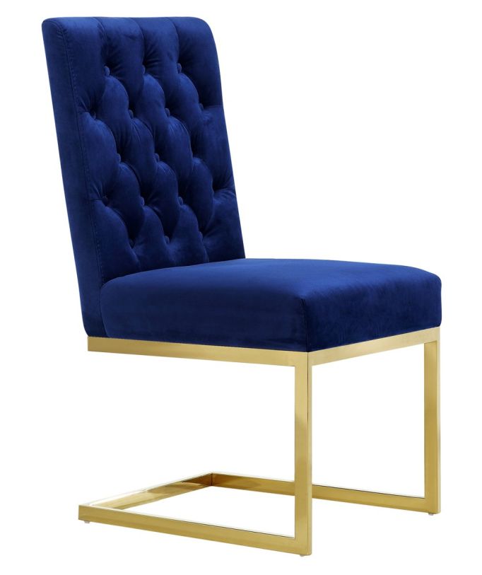 Emma Mason Signature Emmeline Velvet Dining Chair in Navy (Set of 2)