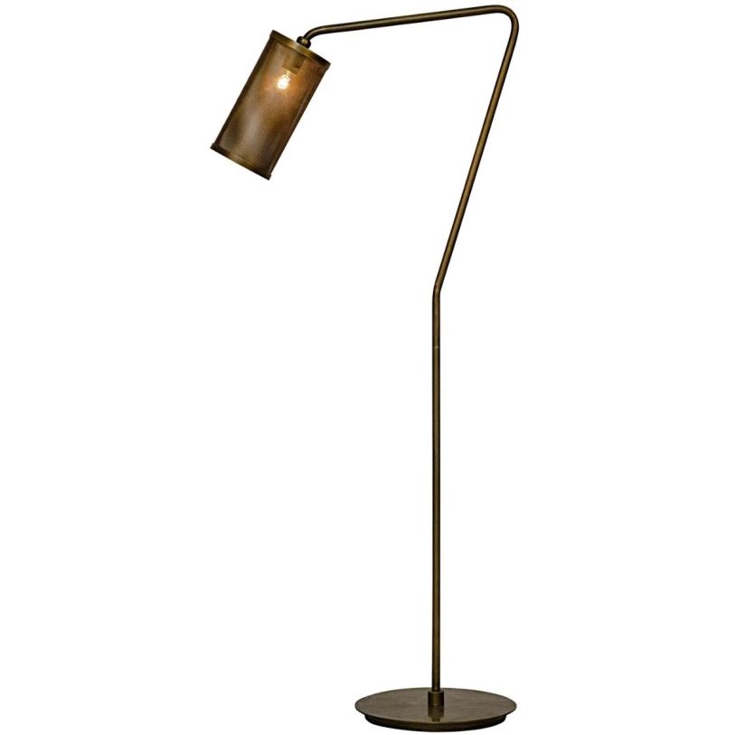 Noir Furniture Seafield Floor Lamp in Antique Brass and Glass LAMP641MB