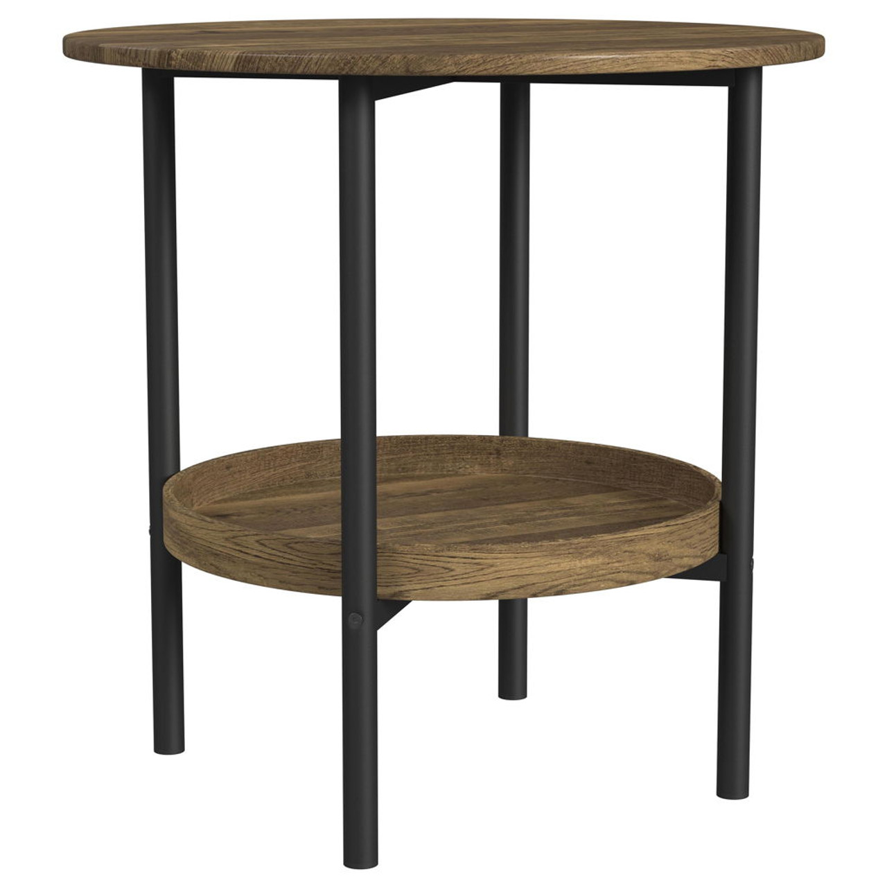 Delfin – Round Glass Top Side End Table – Black And Brown