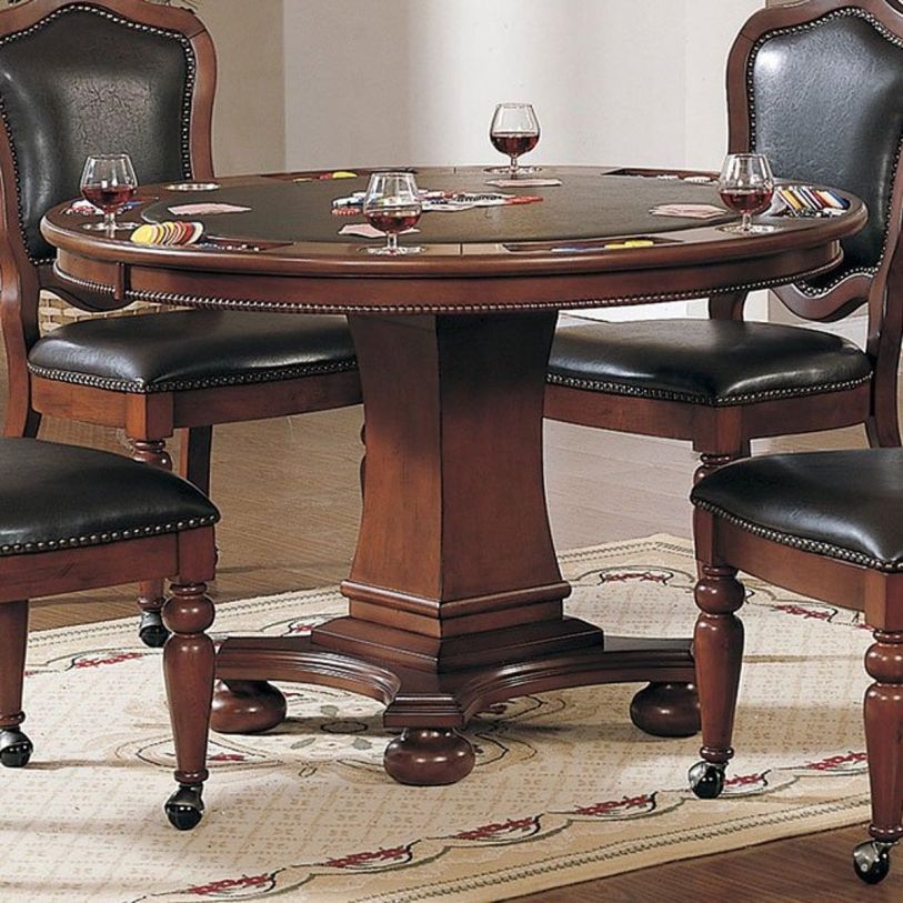 Cramco Faran Cordovan Birch Game Table in Round Brown Cherry