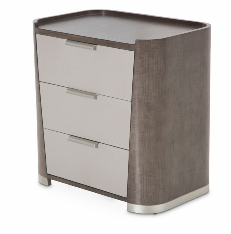 AICO Roxbury Park 3 Drawer Nightstand in Slate 9006040-220