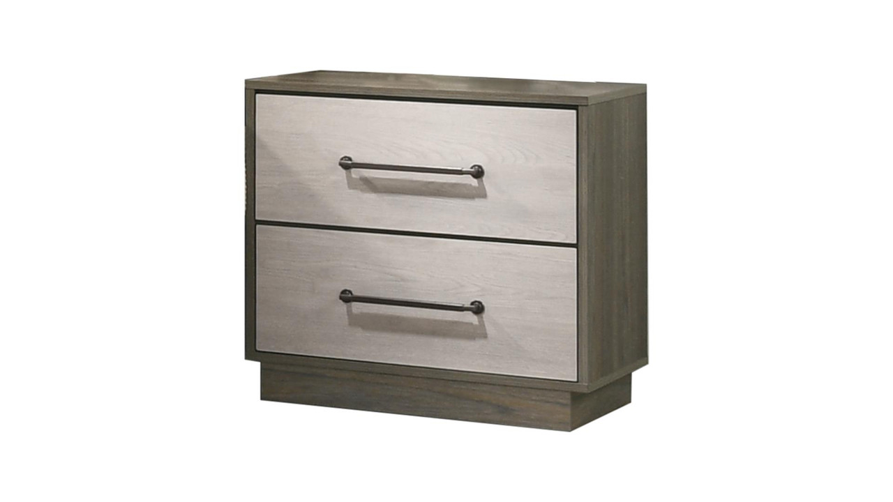 Gem 2-Drawer Wood Veneer Nightstand in Gray