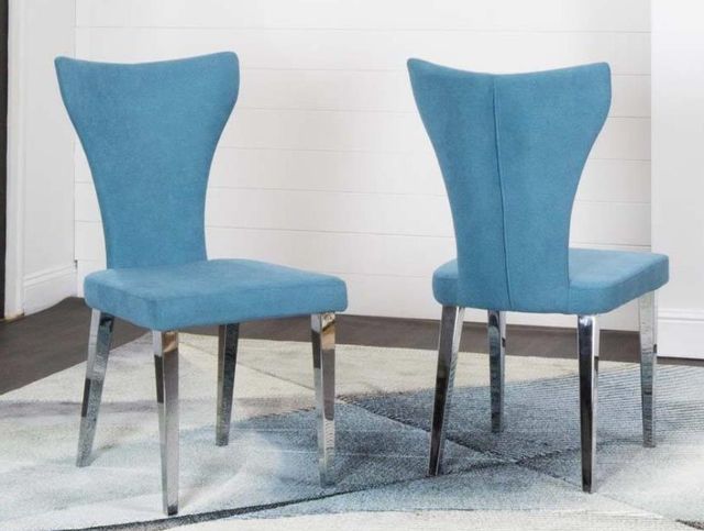 Cramco Asher Side Chair (Set of 2) in Chrome/Aqua ND027-03