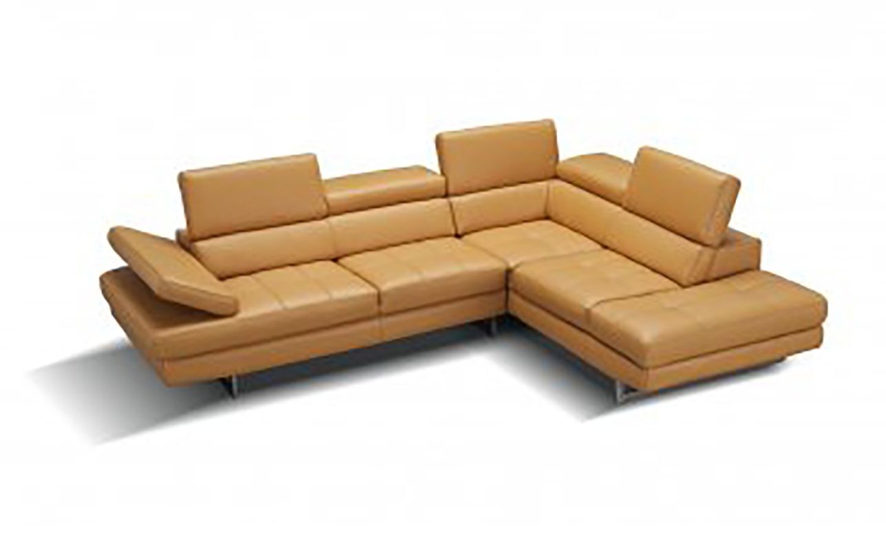 J&M A761 Italian Leather Right Hand Facing Sectional in Freesia 178555-RHFC