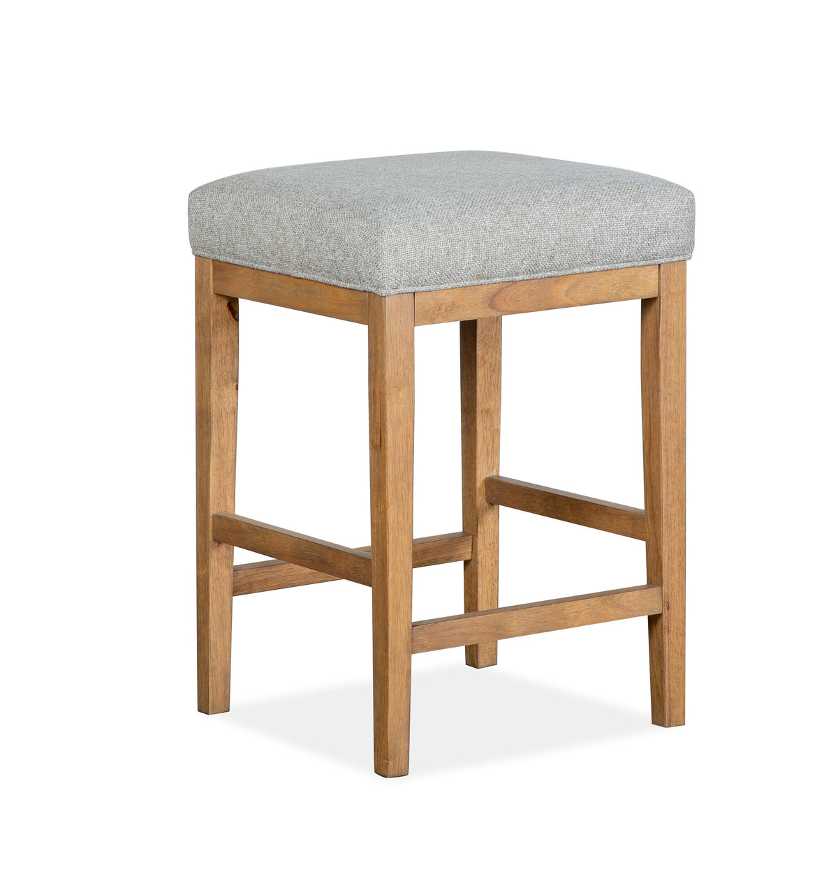 Lindon – Stool With Grey Upholstered Seat – Belgian Wheat