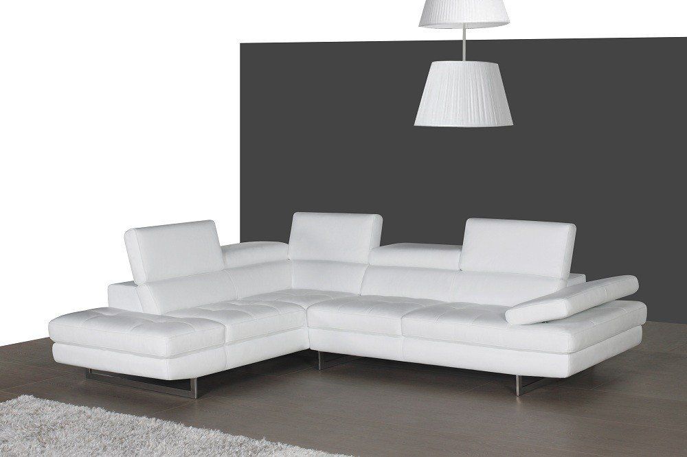 Emma Mason Signature Arya Italian Leather RHF Chaise Sectional in White