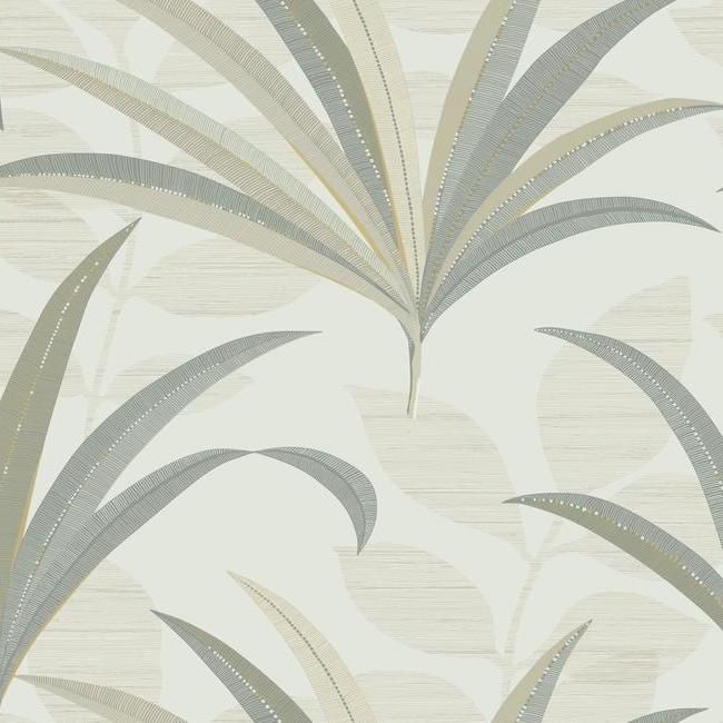 York Antonina Vella Deco D12 El Morocco Palm Wallpaper in White/Off Whites CA1551 (Double Roll) FedEx/UPS