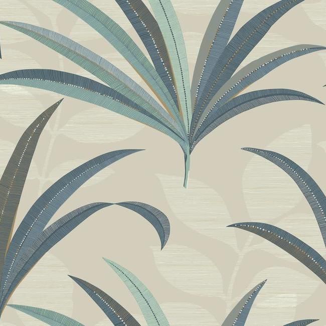 York Antonina Vella Deco D12 El Morocco Palm Wallpaper in Beiges CA1552 (Double Roll) FedEx/UPS