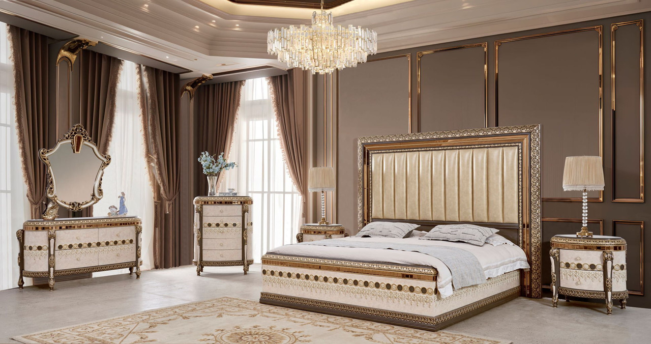 HD-9017 – 4 Piece King Bedroom Set – Beige