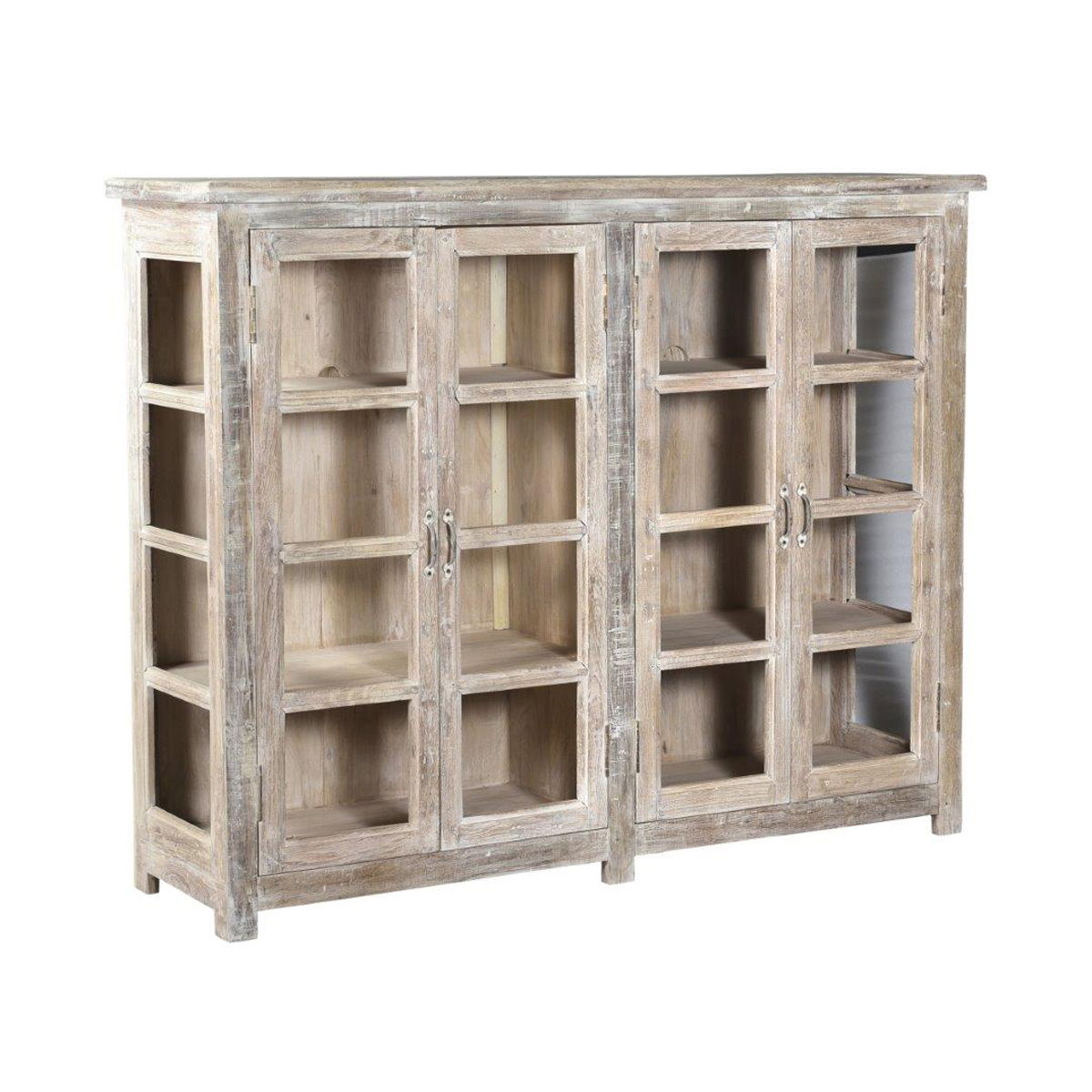 Alta – 4 Door Glass Panel Storage Cabinet – Antique White