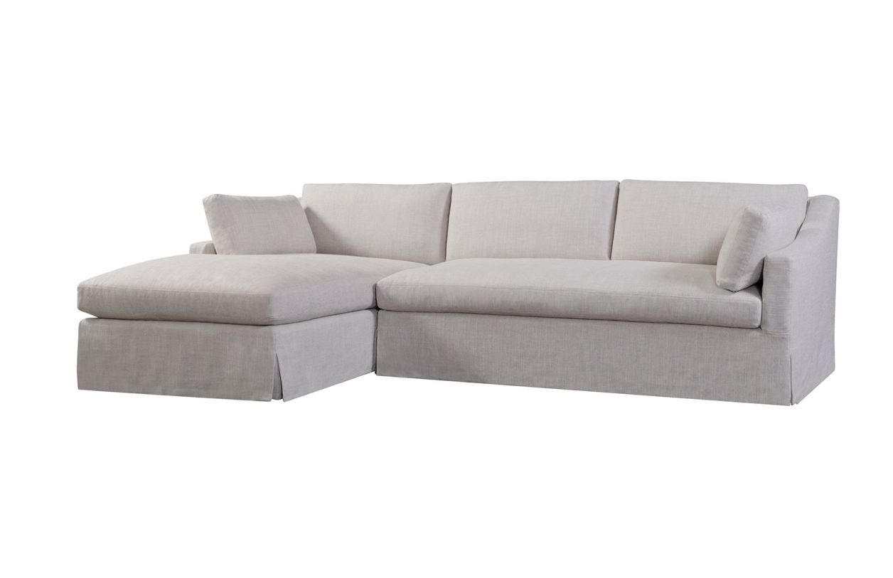 Spectra Home Dune Slipcovered LAF Chaise/RAF Loveseat Sectional in Floris Linen