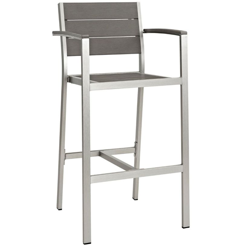 Emma Mason Signature Shawn Outdoor Patio Aluminum Bar Stool in Silver Gray