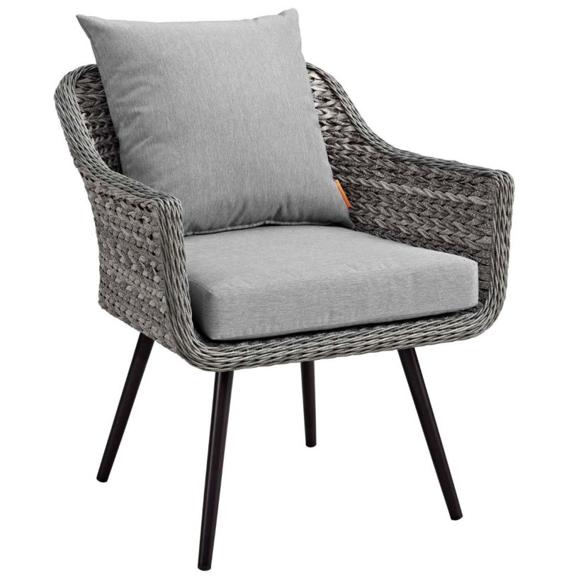 Emma Mason Signature Becan Outdoor Patio Wicker Rattan Armchair in Gray Gray