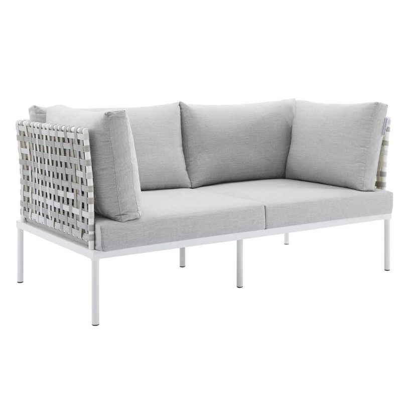 Emma Mason Signature Charlie Sunbrella® Basket Weave Outdoor Patio Aluminum Loveseat