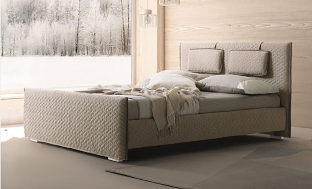 J&M Evergreen King Platform Bed in Light Taupe 17894-K