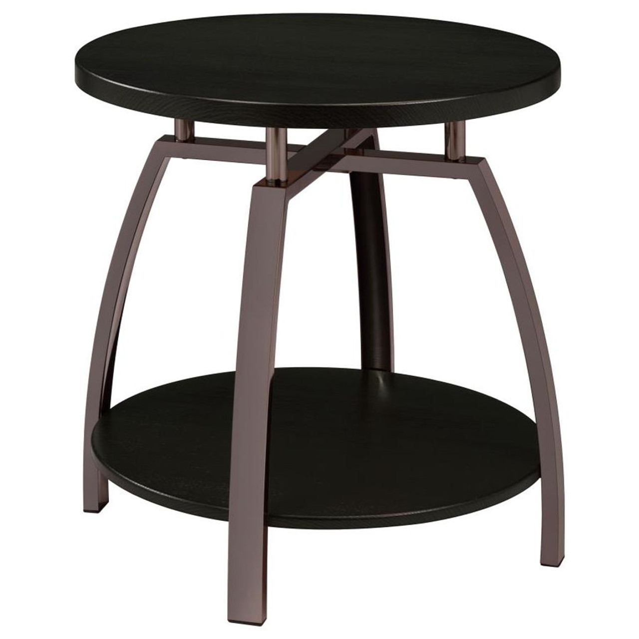 Dacre – Round Engineered Wood Top Side End Table – Dark Gray