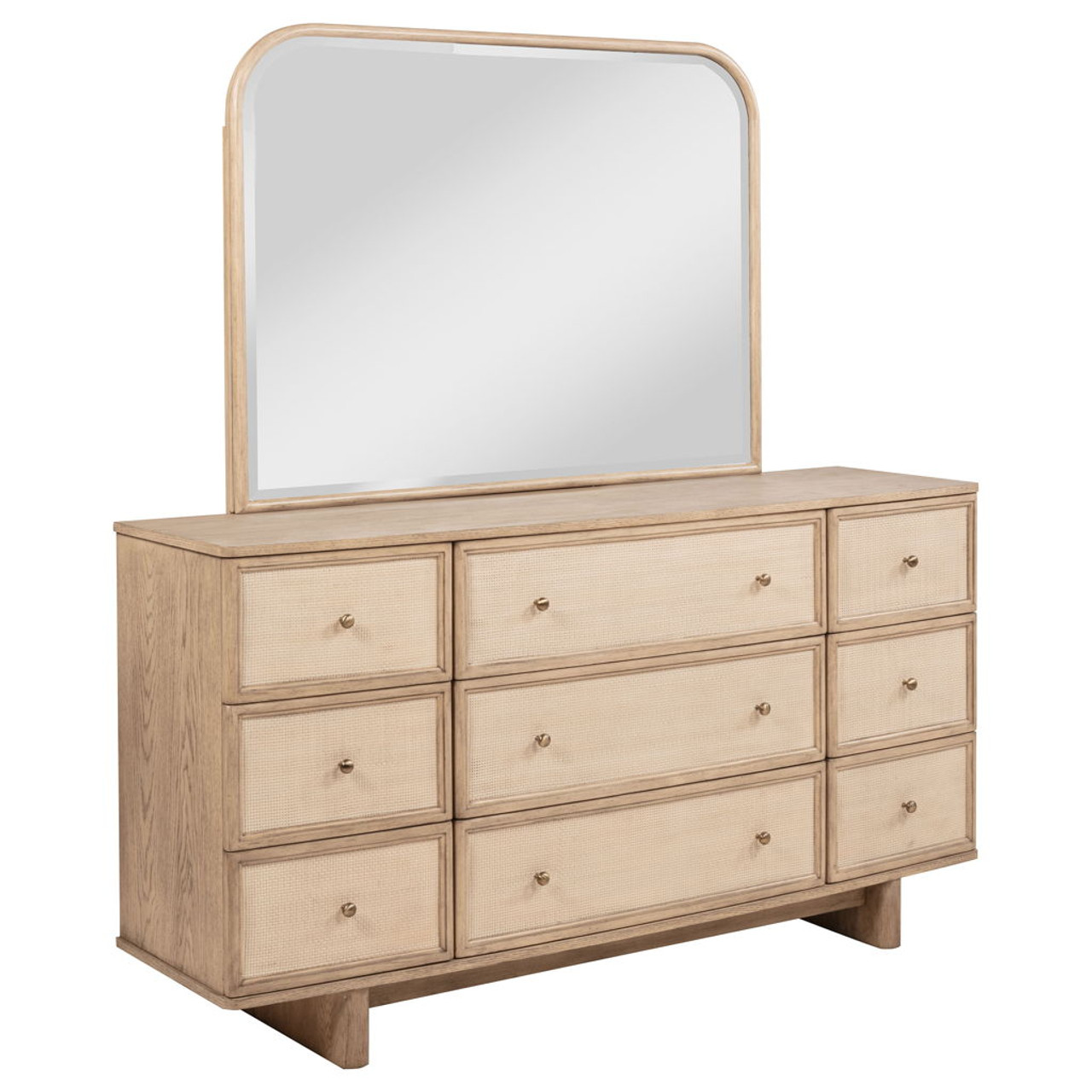 Kailani – 9-Drawer Dresser & Mirror – Beige Oak