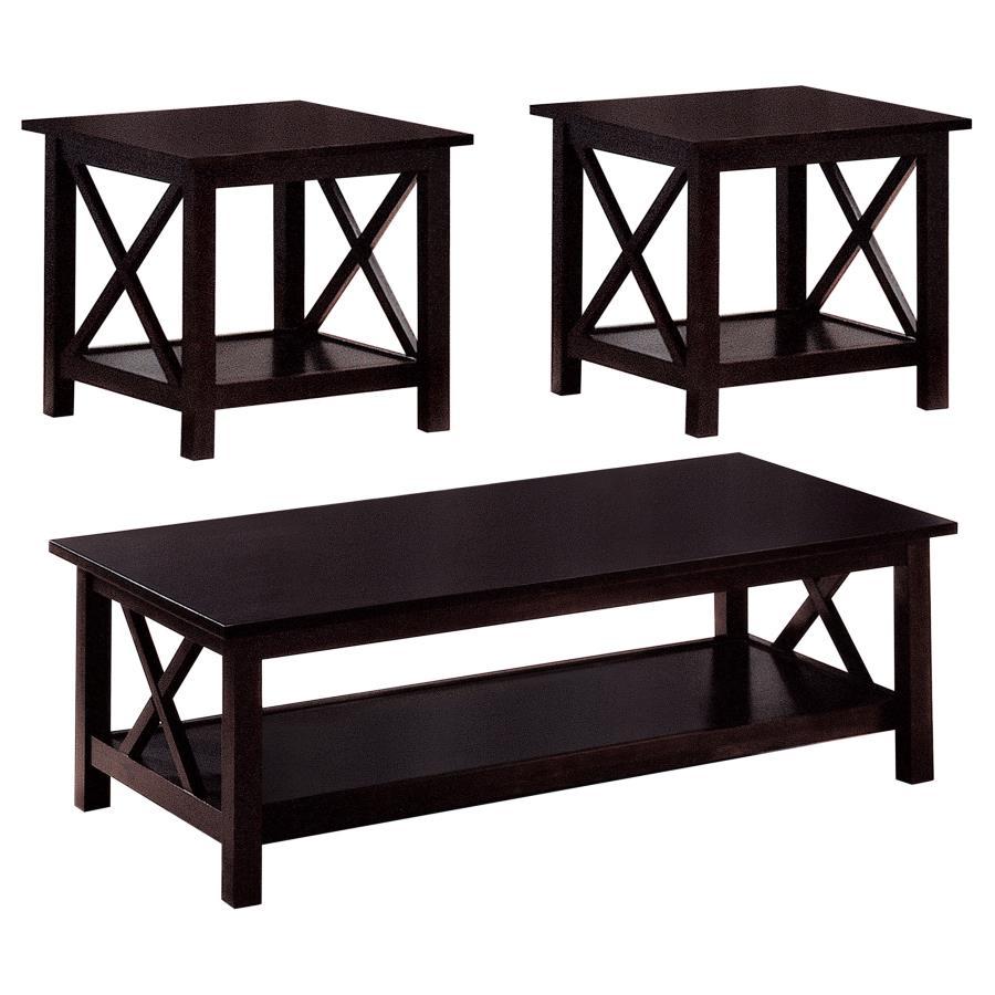 Rachelle – 3 Piece Rectangular Coffee Table Set – Deep Merlot