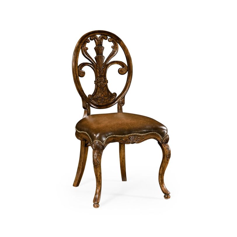 Jonathan Charles Buckingham Oval Back Side Chair in Medium Walnut 494941-SC-WAL-L002 CLOSEOUT PROMO